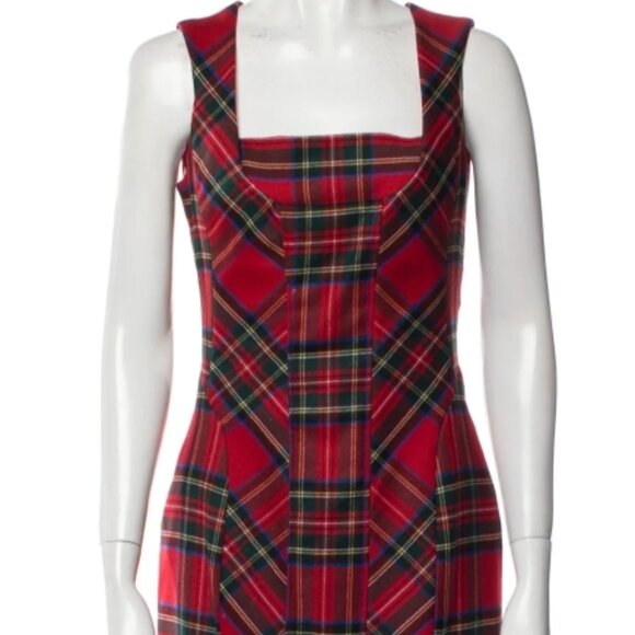 Iconic Dolce & Gabbana Plaid Tartan Fall 2008 Collection Red Midi Dress M $850 - Picture 3 of 8